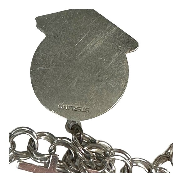 Vintage Forstner Charm Bracelet With Heart & Cross Charms And Pink Stone Accent - Picture 15 of 16